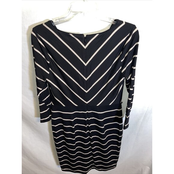 White House Black Market V Neck Dress Women’s Size 10 Black Striped Zip Back NWT - Picture 8 of 12